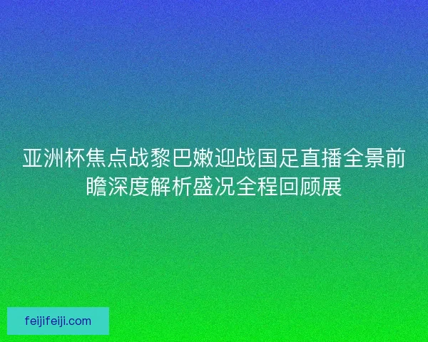 亚洲杯焦点战黎巴嫩迎战国足直播全景前瞻深度解析盛况全程回顾展